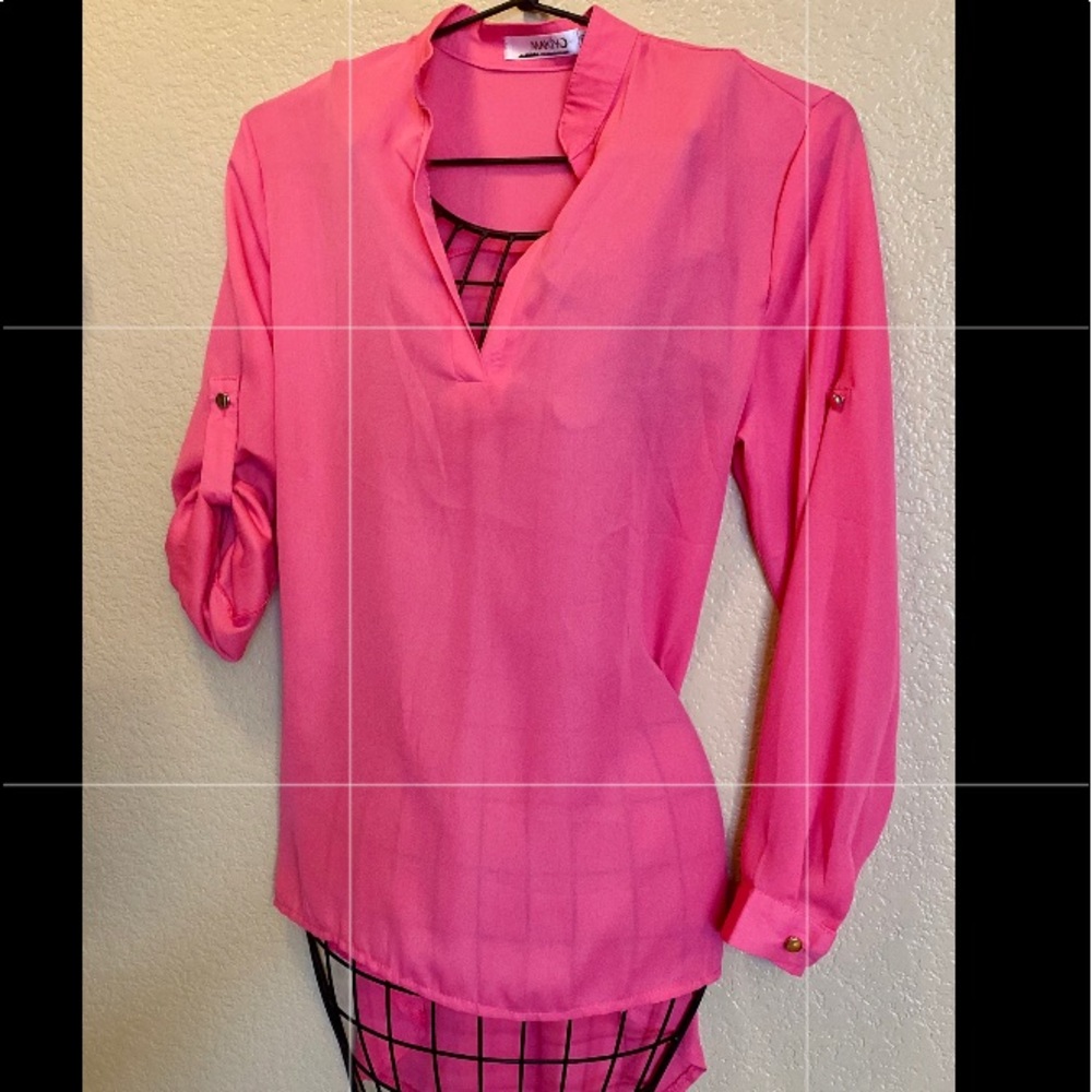 Hot pink sheer blouse